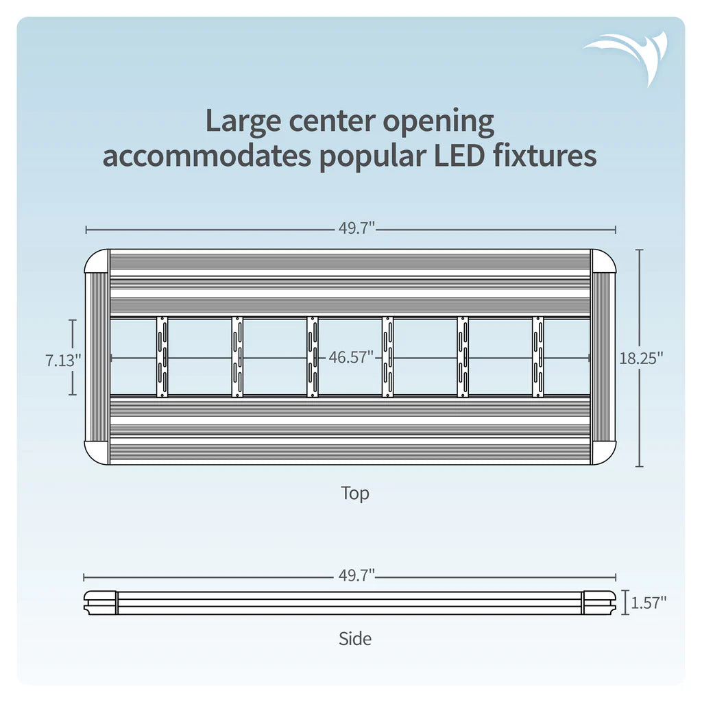 Black 48-inch G3 Hybrid fixture with LED mounting track