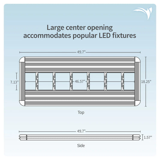 Black 48-inch G3 Hybrid fixture with LED mounting track