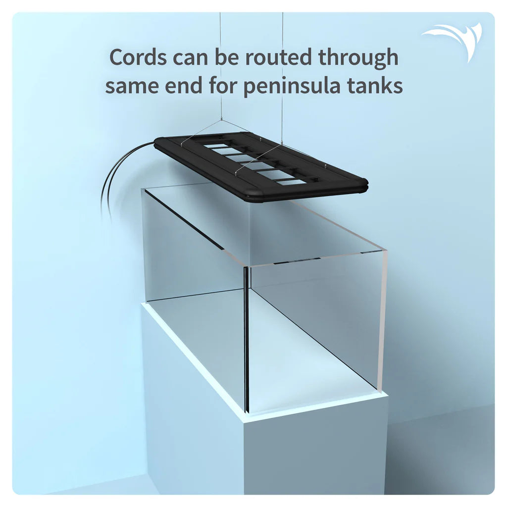 Aquatic Life G3 hybrid lighting installed over a reef tank